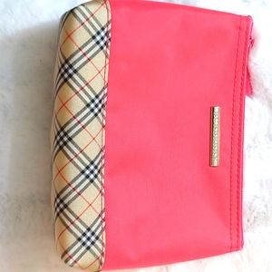 LIKE NEW BURBERRY PINK X CHECK NYLON POUCH